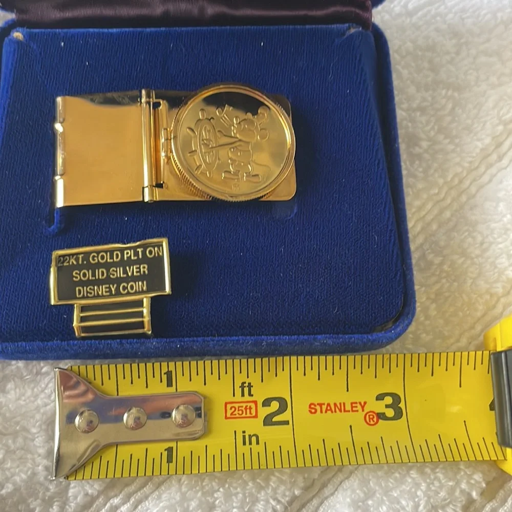 Disney Steamboat Willy Disney Money clip 22K gold plate/solid silver NWT Perfect